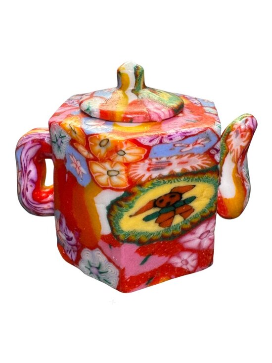 Other - Whimsical Mini Teapot Candle Decor Artisan Folk Art Style